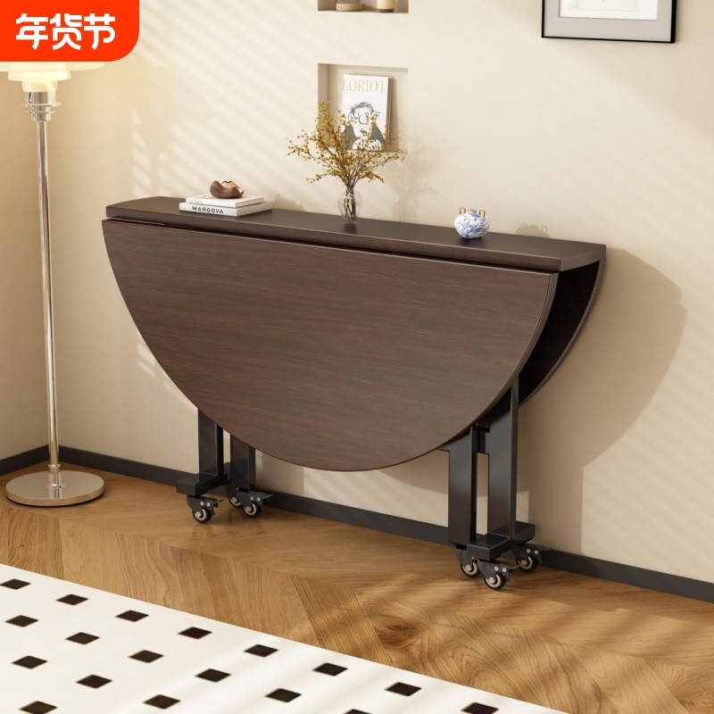 折叠桌圆形桌子餐桌饭桌家用小户型折叠大圆桌转盘吃饭桌面多功能