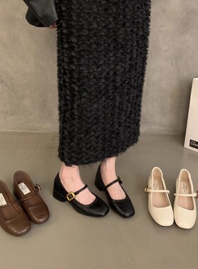 意尔康心选法式春季玛丽珍鞋韩版浅口单鞋女晚风2025小皮鞋中粗跟