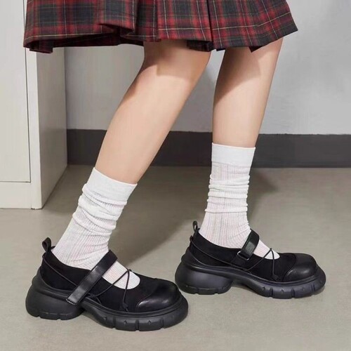 意尔康心选春季魔术贴玛丽珍女鞋2026新款厚底增高黑色运动凉鞋芭