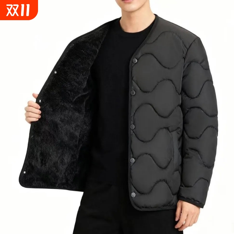 2025新款男式圆领轻薄葫芦棉服内胆轻型无领棉袄内搭外穿冬装外套