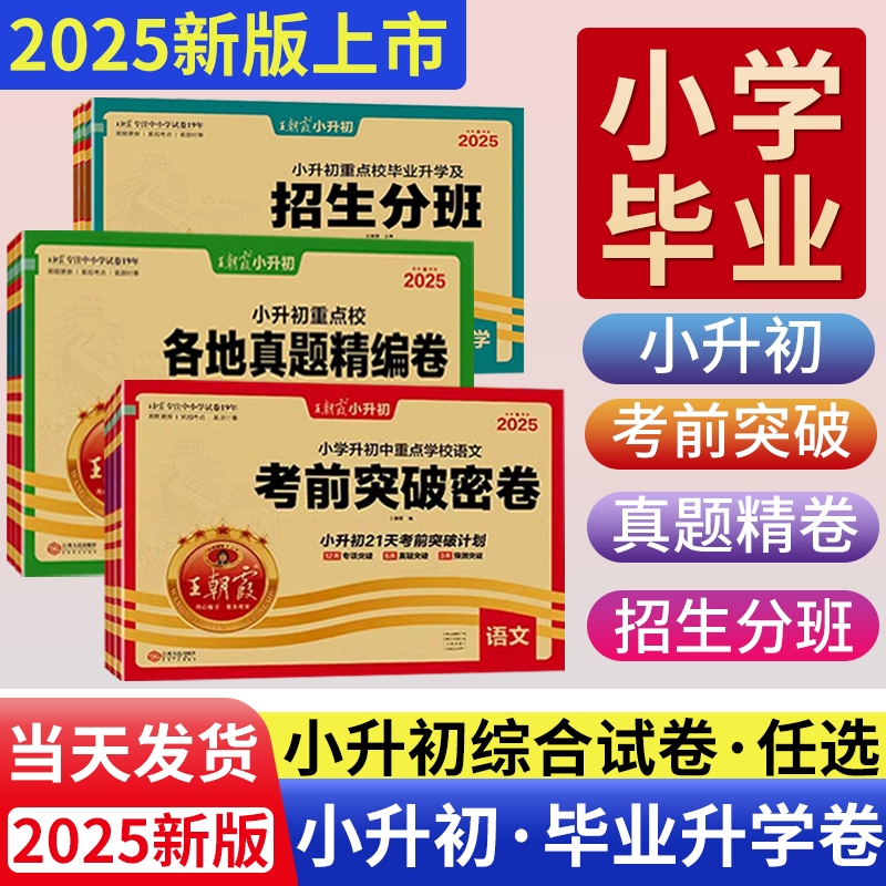 2025小升初真题卷王朝霞试卷语文数学英语小学升初中各地真题精编试卷考前突破密卷招生分班人教版六年级专项分类卷练小升初总复习