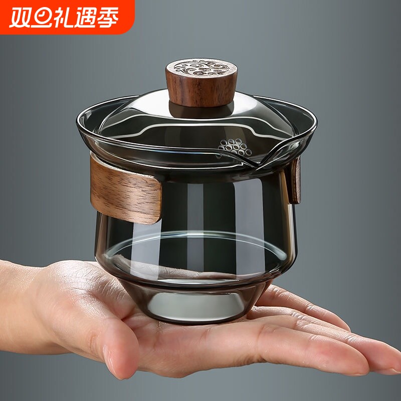 玻璃盖碗茶杯耐热防烫三才盖碗单个泡茶碗大号功夫茶具茶碗带盖