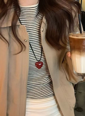 百搭博主同款爱心挂脖韩国毛衣链长款秋冬项链配饰女精致装饰铃铛