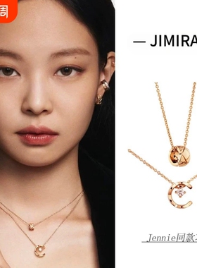 水冰月coco项链纯银18k玫瑰金月亮钻石吊坠锁骨链金豆黄金新款