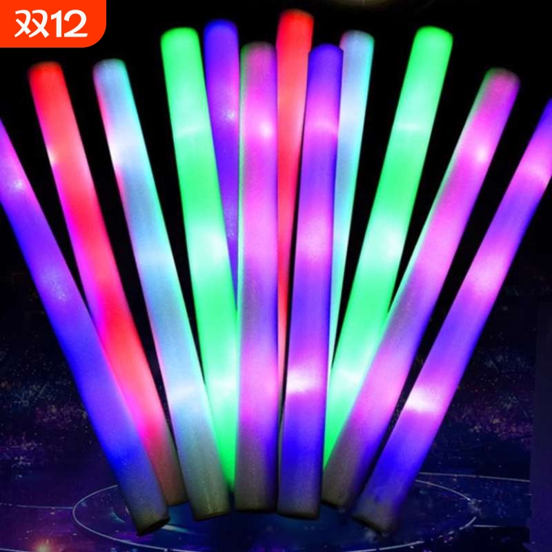 荧光棒海绵演唱会酒吧七彩应援棒泡沫气氛道具超长发光莹光棒晚会