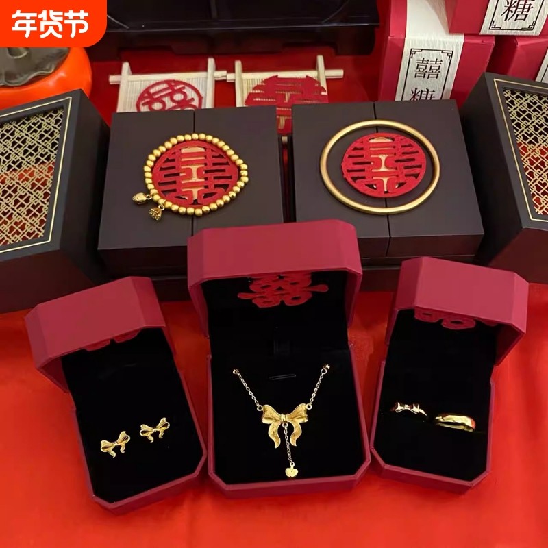 结婚摆件订婚仿真仿黄金假五金首饰一套饰品高级小众锁骨链项链