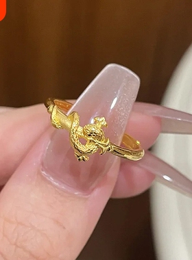 新中式气质权杖蛇戒指高级感生肖蛇古法轻奢蛇形指环开口可调节