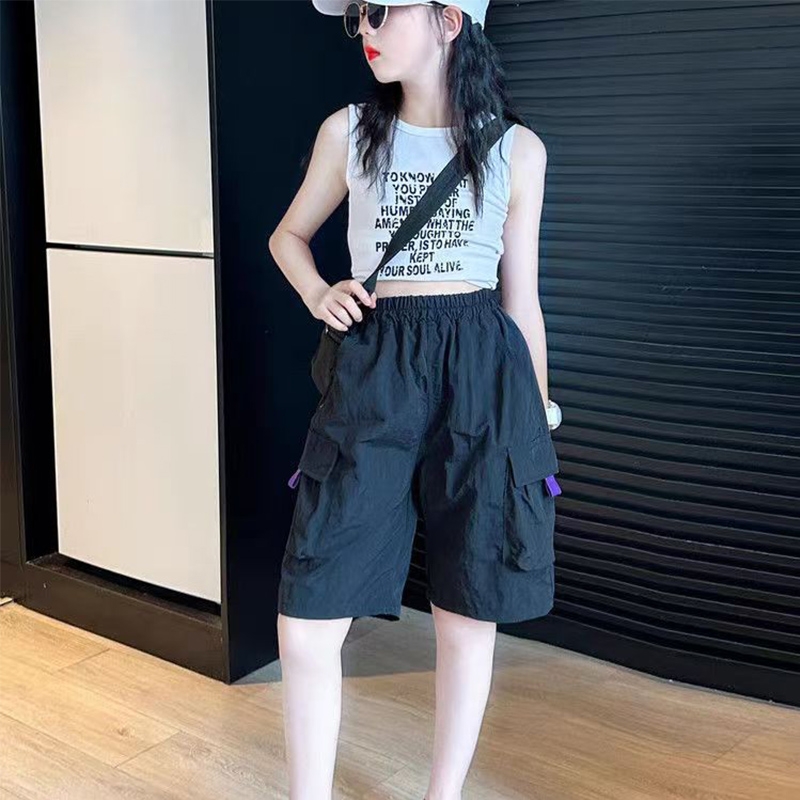 女童夏季裤子2025新款儿童时髦工装裤大童又酷又飒童装五分短裤夏