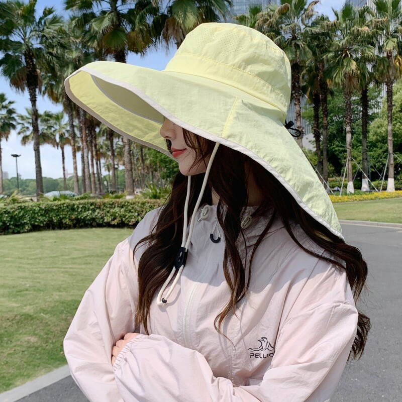 防晒帽夏季帽子女款2026新款渔夫帽徒步登山护颈披肩太阳帽遮阳帽图片