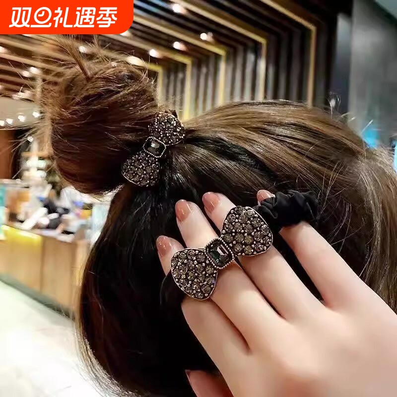 头绳扎马尾大肠圈蝴蝶结水晶满钻发绳发圈复古韩国东大门橡皮筋