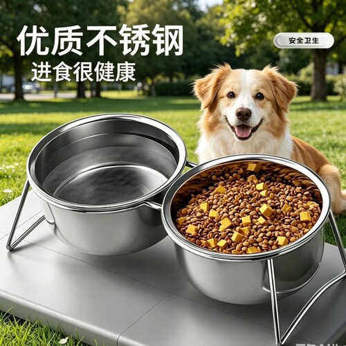 宠物食盆狗盆不锈钢双碗防打翻