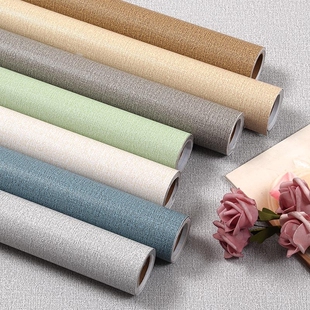 墙纸自粘防水防潮卧室客厅装饰背景墙贴壁纸贴纸布纹黑色绿色质感