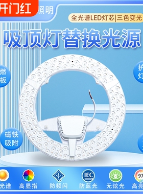 led吸顶灯芯替换磁吸灯盘圆形光源模组灯泡节能灯三色遥控照明