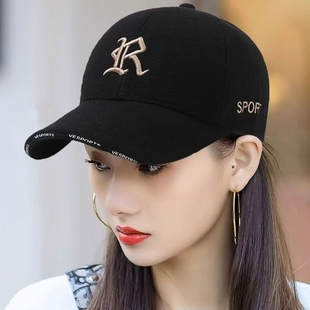 大头围棒球帽鸭舌帽子女2024新款显脸小帽檐夏季防晒帽黑色潮流