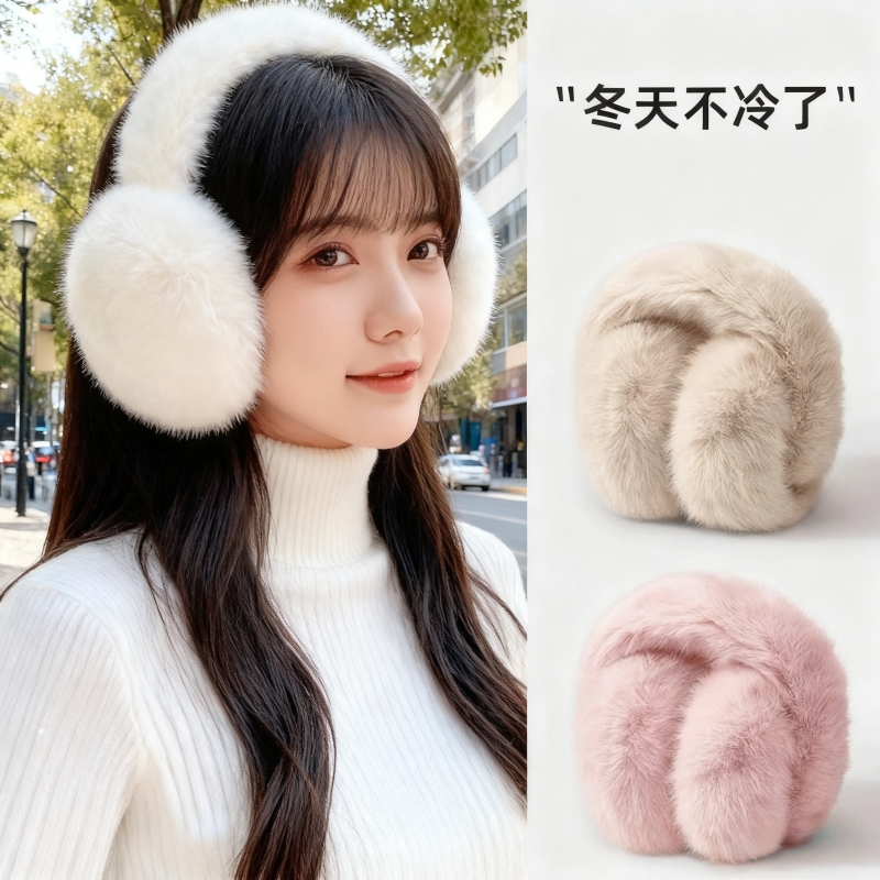 毛绒耳罩冬男女时尚冬季保暖耳包护耳朵耳捂子可折叠学生防冻耳套
