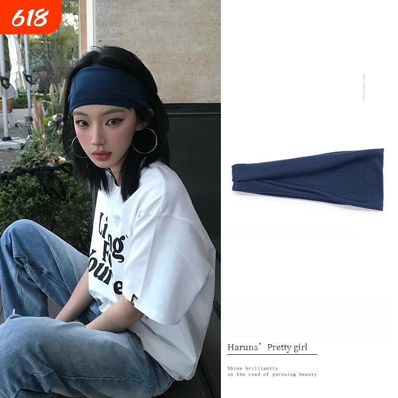 纯色运动宽发带男女2026外戴头巾吸汗头戴发箍头套黑色红色白色