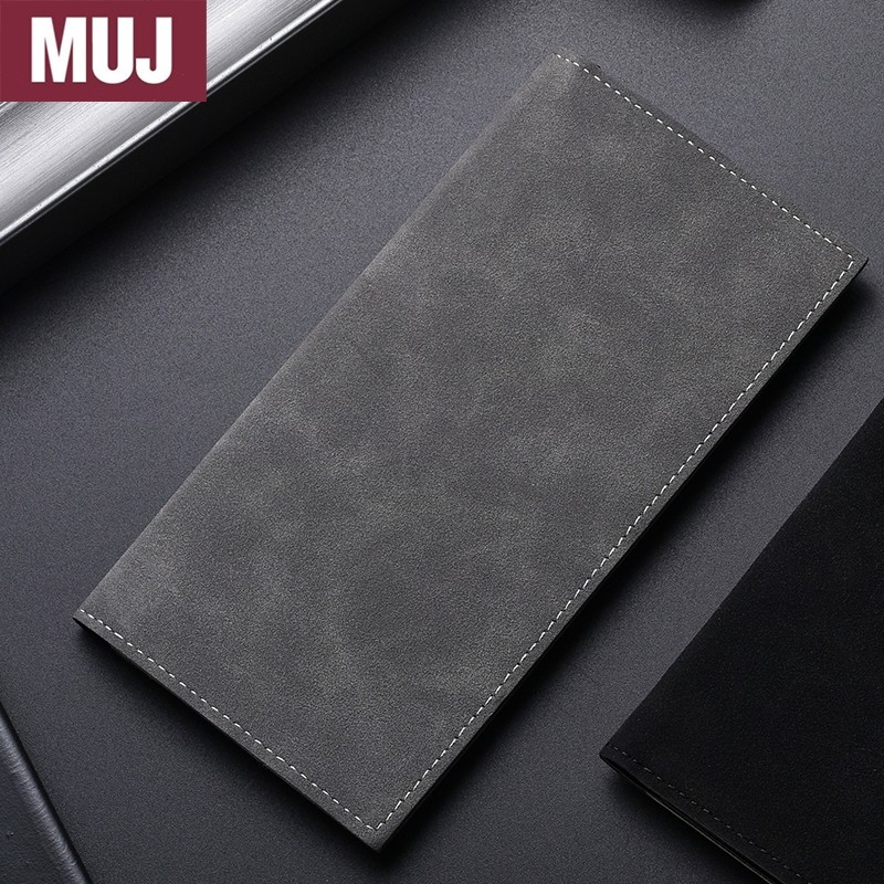 日本无印MUJ男士钱包手拿包皮包夹卡包手包翻毛皮钱夹证件防消磁