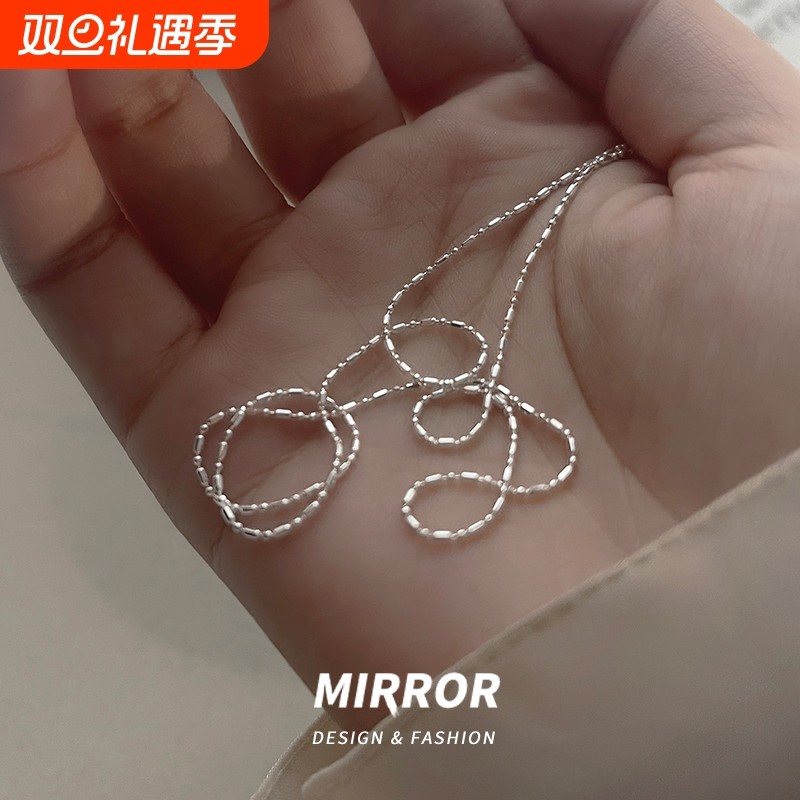 小麋人925纯银米珠细款项链女锁骨链简约单链颈链小众冷淡风配饰