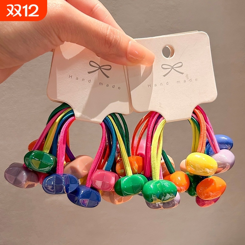 高弹力糖果球球橡皮筋发绳女童耐用不伤发头饰发圈头绳丸子头马尾