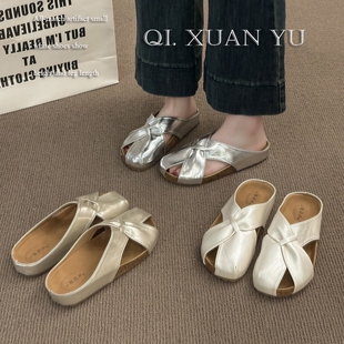 配裙子半拖鞋女夏2026厚底一脚蹬包头勃肯鞋凉拖内增高不累脚休闲