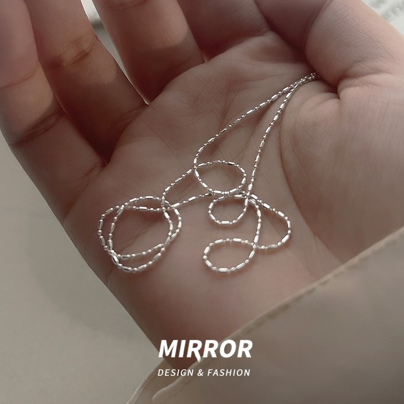 小麋人925纯银米珠细款项链女锁骨链简约单链颈链小众冷淡风配饰