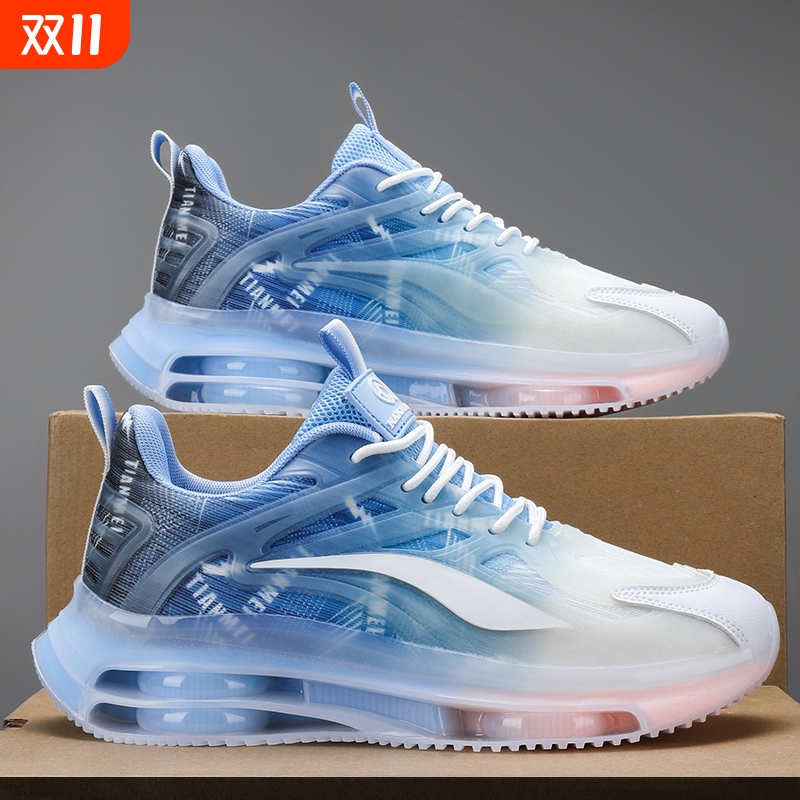 男鞋秋季2023新款气垫跑步鞋单网潮流休闲鞋子运动潮流鞋男款透气
