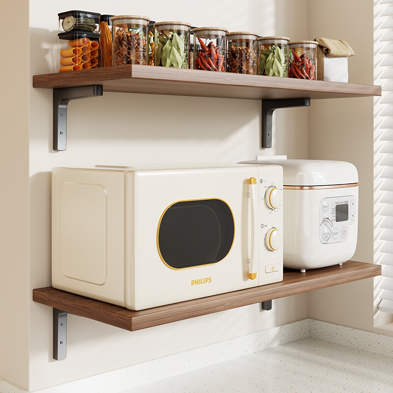 微波炉置物架厨房墙上烤箱电饭煲收纳架壁挂式可折叠悬挂式放置架