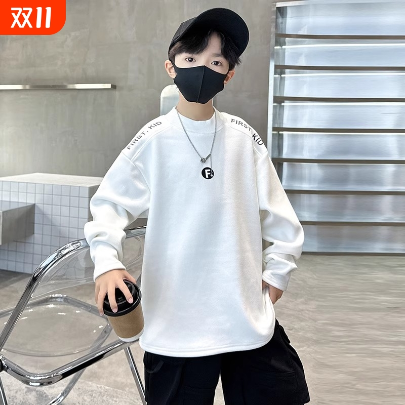 男童打底衫春秋冬款2025新款春季大童儿童装纯色长袖T恤春装百搭t