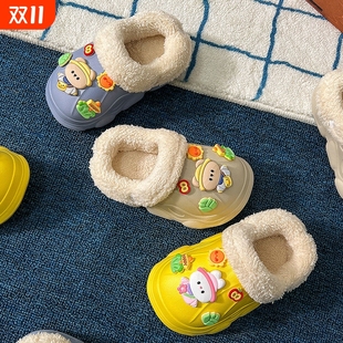 男女童宝宝室内家居防水防滑小孩亲子鞋 秋冬季 新款 可爱儿童棉拖鞋