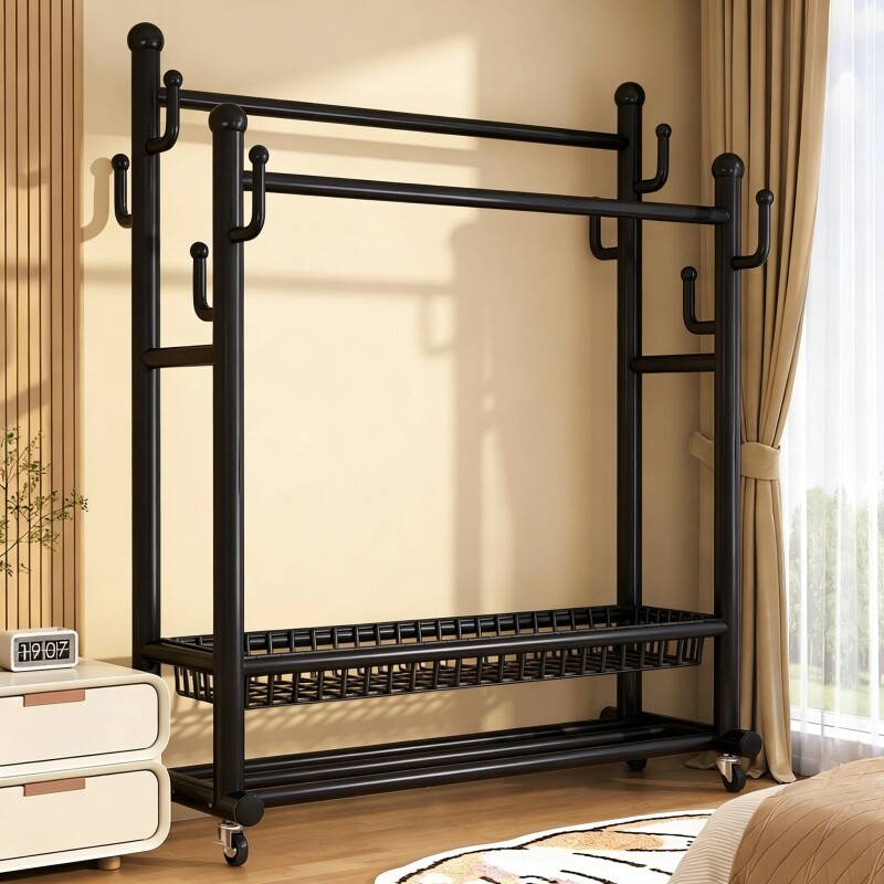 挂衣架落地家用卧室多功能简易收纳衣帽架大容量加粗阳台晾衣神器