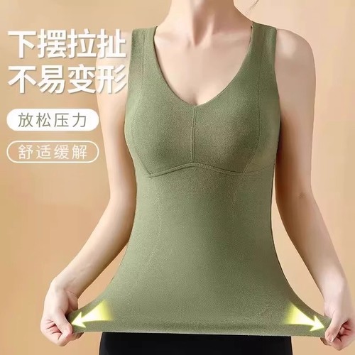 加厚免穿文胸女款内穿德绒无痕带胸垫内衣内搭上衣背心贴身双面