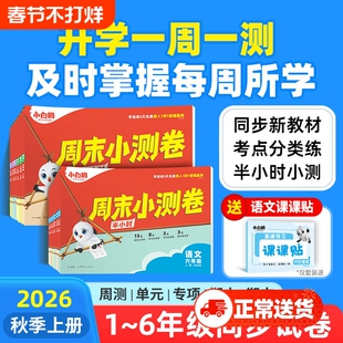 小白鸥周末小测卷2025秋万唯半小学语文数学一二年级三年级上册教材练习册试卷小白鸽情景题6年级情境阅读专项同步训练作业一周