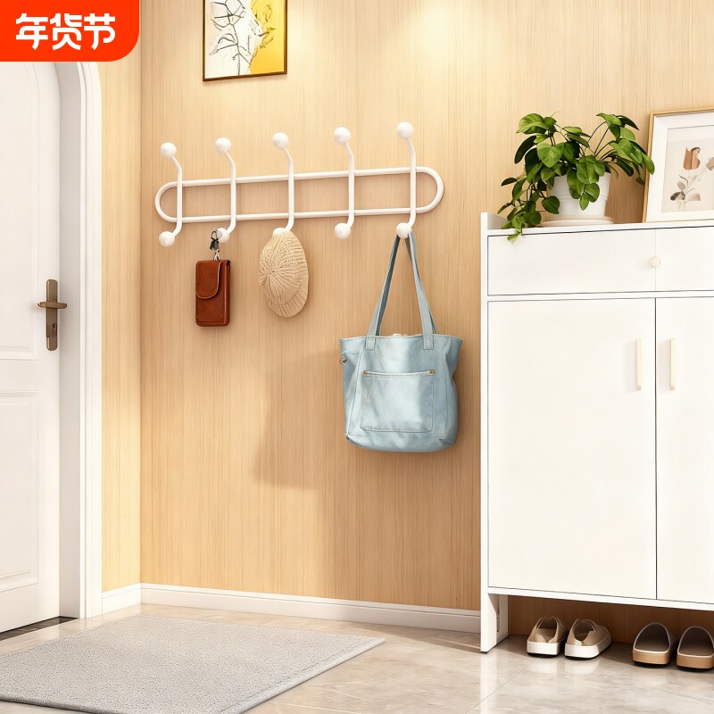 门后挂钩免打孔墙上挂衣架进门玄关门上挂衣钩卧室双层衣帽裤挂架