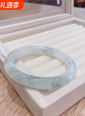 新疆仿天山山脉翡翠天山翠手镯少女琉璃镯子冰种春绿圆条飘花叮当