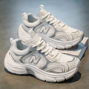 新百伦秋季新款男鞋增高老爹鞋小白鞋女鞋运动休闲鞋黑色情侣款