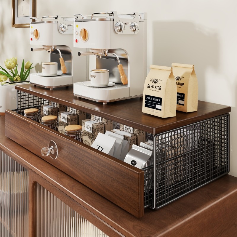 咖啡机置物架抽屉式摆放台餐桌杯架厨房办公室咖啡杯水杯架零食架