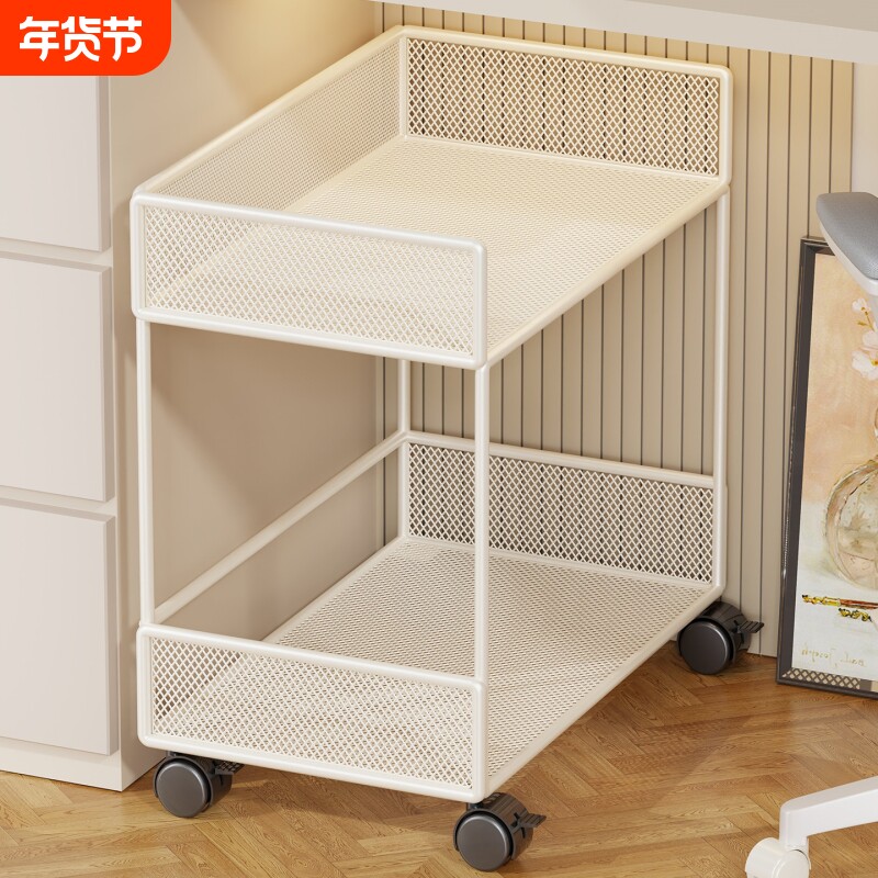 移动置物架小书架可移动带轮落地办公室靠墙推车收纳书柜书包多层
