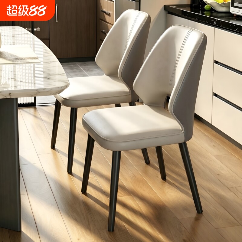 意式轻奢高级感软包靠背餐椅图片
