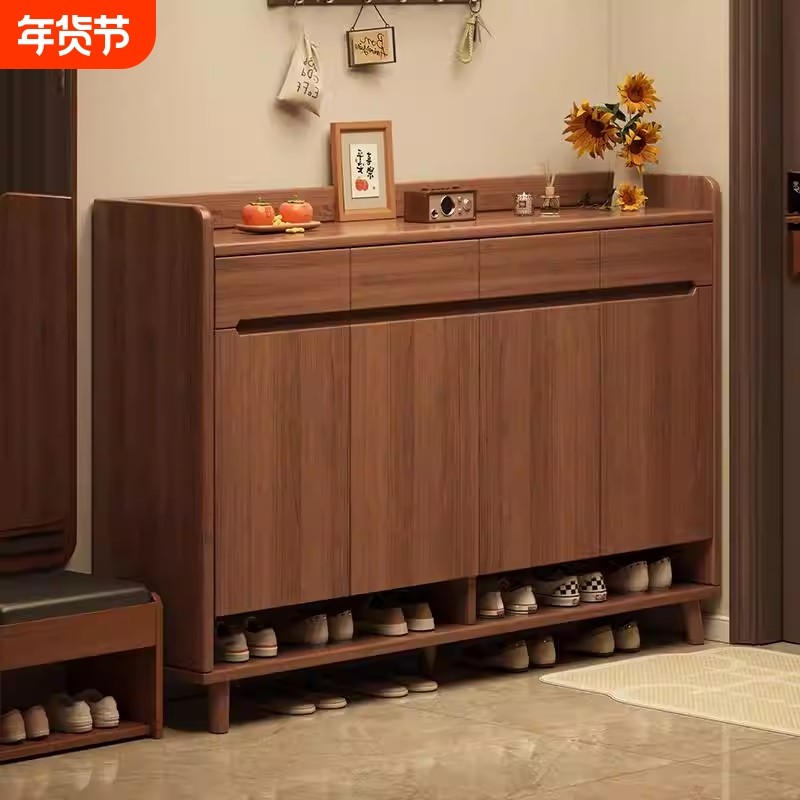 鞋柜家用门口新中式玄关柜一体靠墙2026新款入户门外收纳柜储物柜