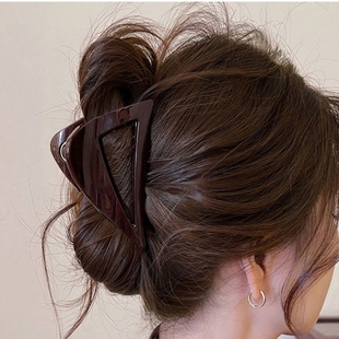 韩系亚克力简约三角抓夹女高级感新款发夹后脑勺中号夹子鲨鱼夹