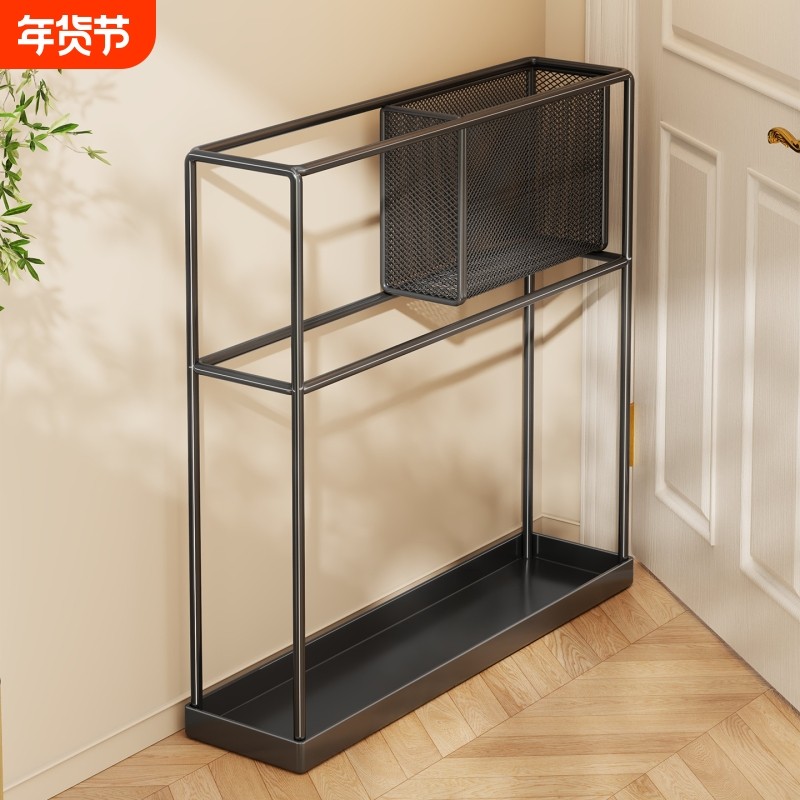 夹缝雨伞收纳架收纳沥水二合一入户门后家用雨伞架商用铁艺置物架