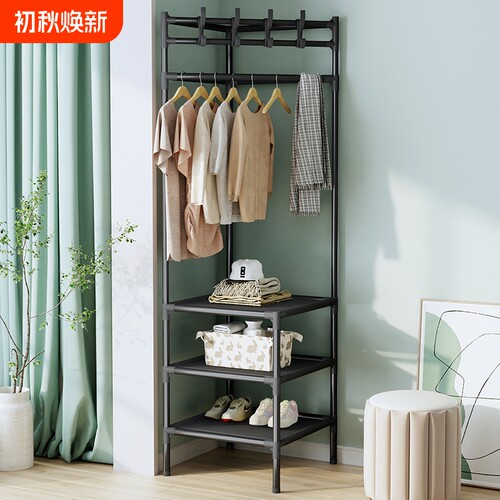 简易转角衣架多功能一体置物卧室挂衣服挂包鞋架家用衣帽架落地式