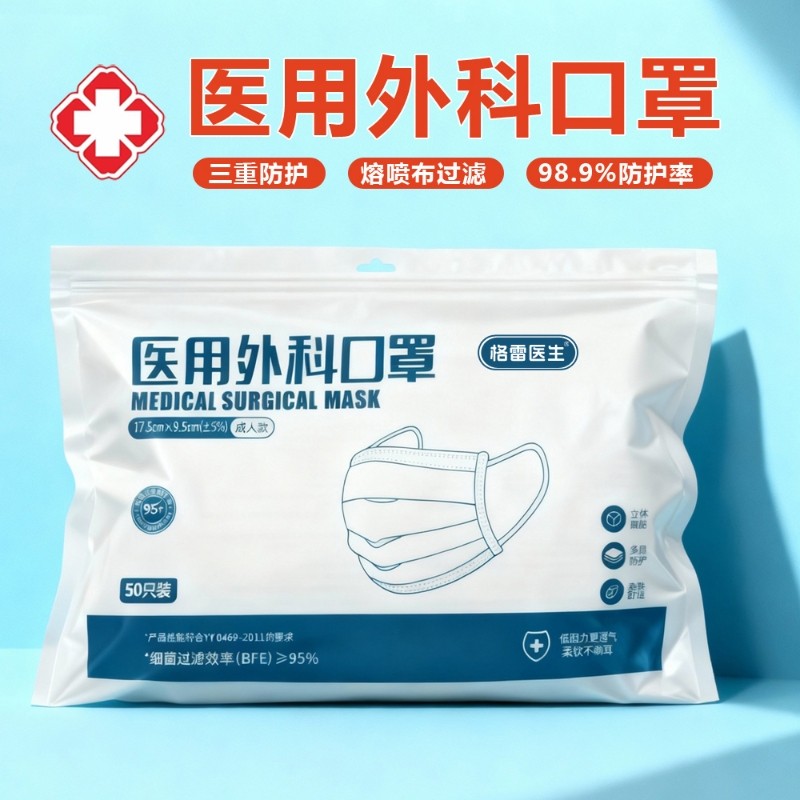 医用外科口罩一次性医疗防护灭菌级成人儿童白色秋冬女立体健康
