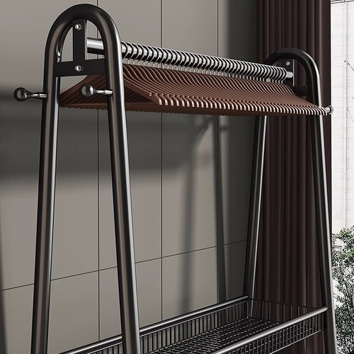 晾衣架落地加粗卧室挂衣架家用加厚衣服架室内简易衣帽架钢管床尾