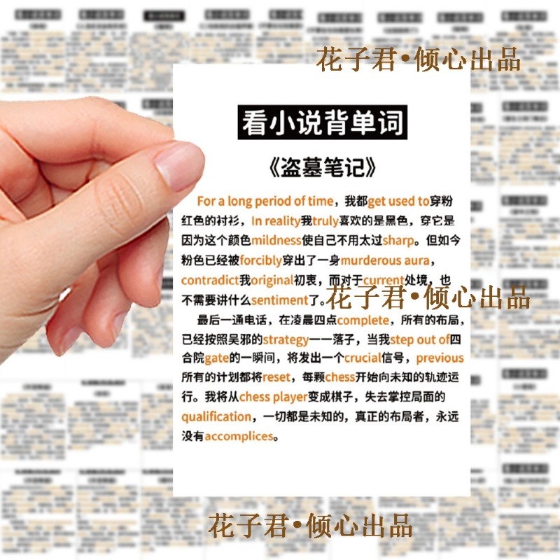 60张看小说学单词贴纸创意趣味学习英语装饰贴画DIY手账桌面文具