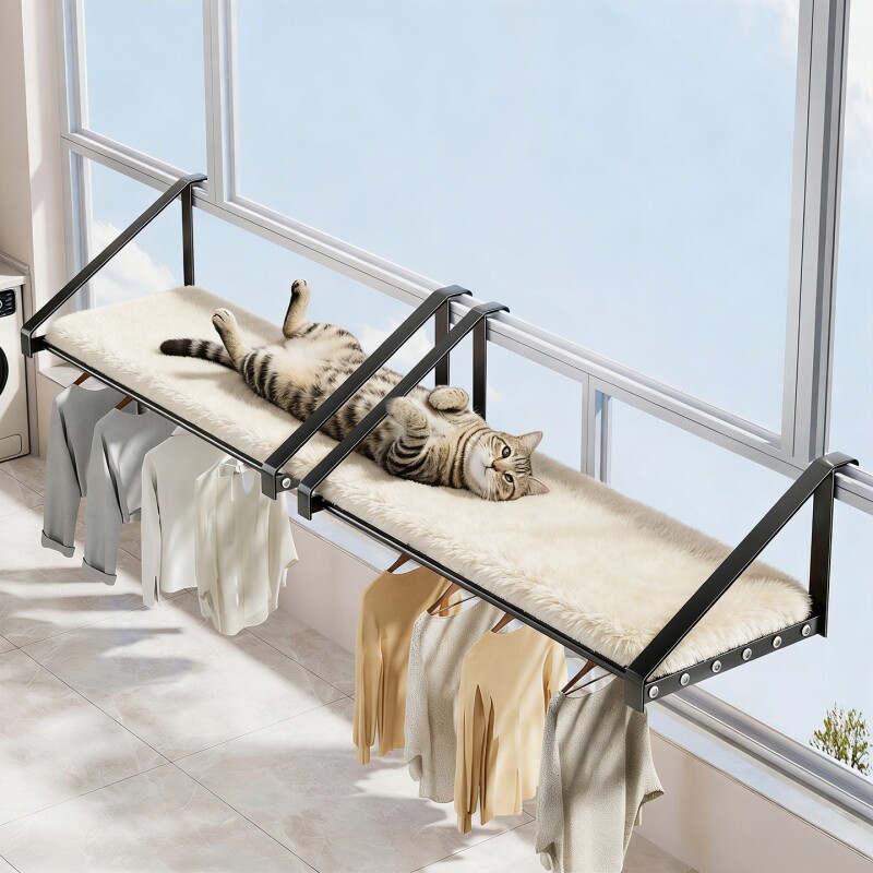 悬挂式阳台猫架窗户边猫挂床猫吊床小猫宠物窝猫咪晒太阳猫窝室内