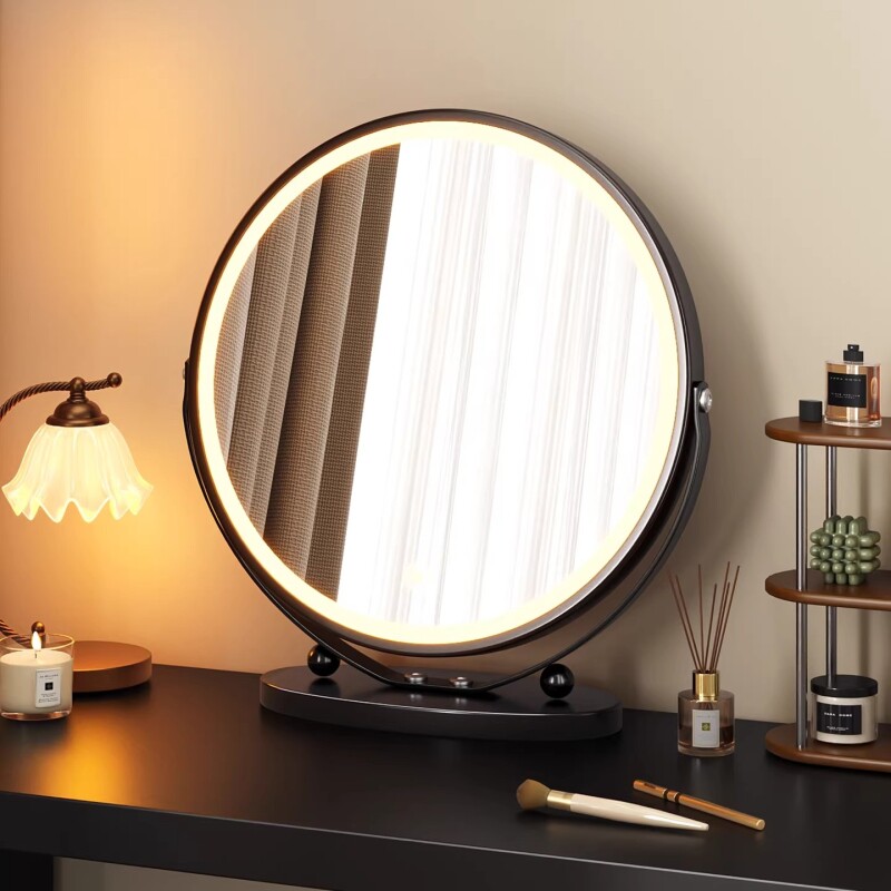 2026新款化妆镜LED带灯轻奢高级感梳妆镜卧室大镜子可旋转美妆