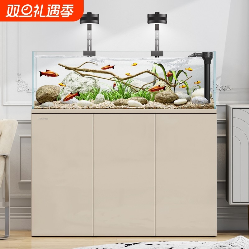 闽江原生态鱼缸溪流缸造景客厅新款超白玻璃缸免换水底滤水族箱