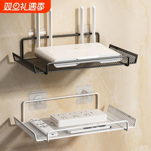免打孔墙上壁挂式宿舍挂墙电视机机顶盒置物架放置架路由器收纳架