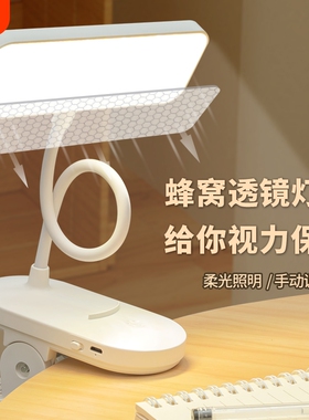 led护眼小台灯充电夹子式书桌大学生宿舍学习卧室床头灯夹式插电